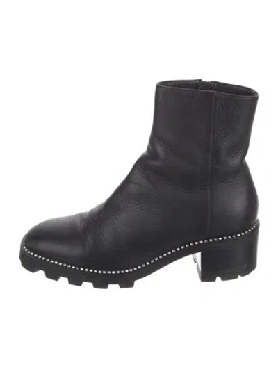 Pre-owned Jimmy Choo Leather Crystal Embellishments Boots In Black