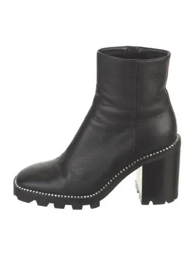 Pre-owned Jimmy Choo Leather Crystal Embellishments Boots In Black