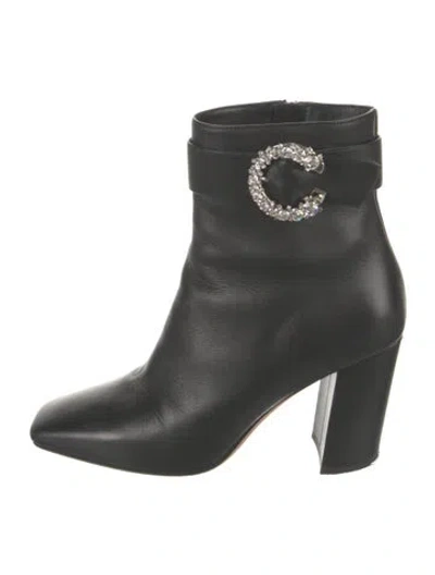 Pre-owned Jimmy Choo Leather Crystal Embellishments Boots In Black