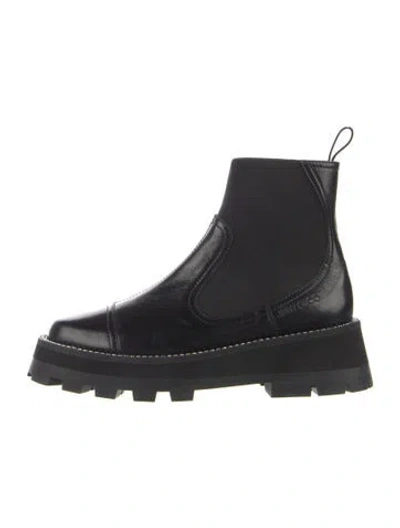 Pre-owned Jimmy Choo Leather Crystal Embellishments Chelsea Boots In Black