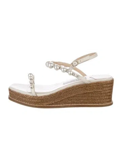 Pre-owned Jimmy Choo Leather Crystal Embellishments Espadrilles In Multi