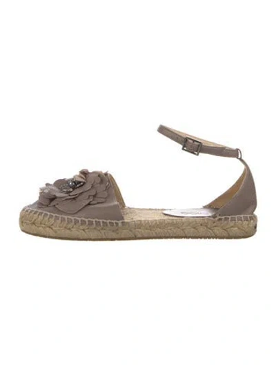 Pre-owned Jimmy Choo Leather Crystal Embellishments Espadrilles In Neutral