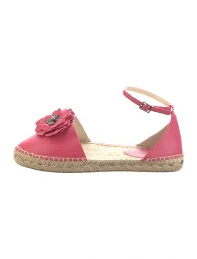 Pre-owned Jimmy Choo Leather Crystal Embellishments Espadrilles In Pink