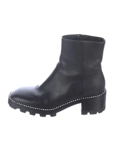 Pre-owned Jimmy Choo Leather Crystal Embellishments Moto Boots In Blue