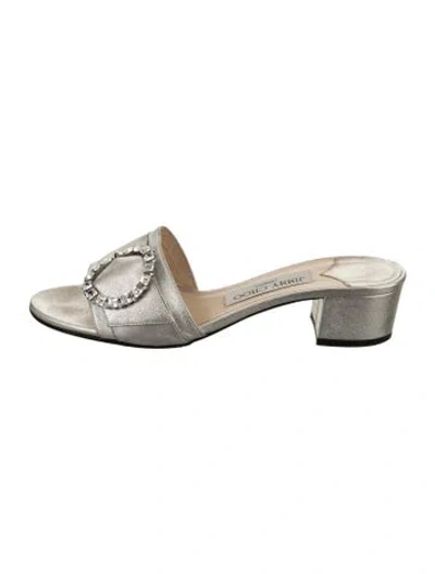 Pre-owned Jimmy Choo Leather Crystal Embellishments Slides