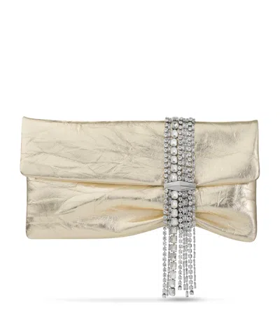 JIMMY CHOO LEATHER-CRYSTAL ZANDRA CLUTCH BAG