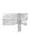 Jimmy Choo Rectangular Clutch Metallic Finish Embellished Strap In Silver