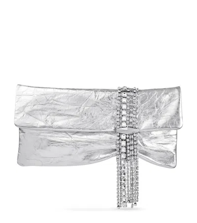 JIMMY CHOO LEATHER-CRYSTAL ZANDRA CLUTCH BAG