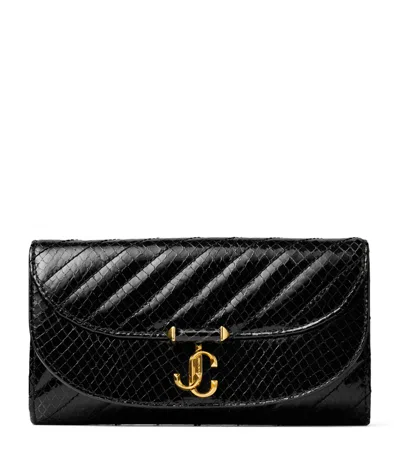 Jimmy Choo Leather Curve Chain Wallet In Black