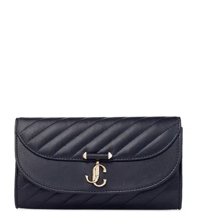 Jimmy Choo Leather Curve Chain Wallet In Blue