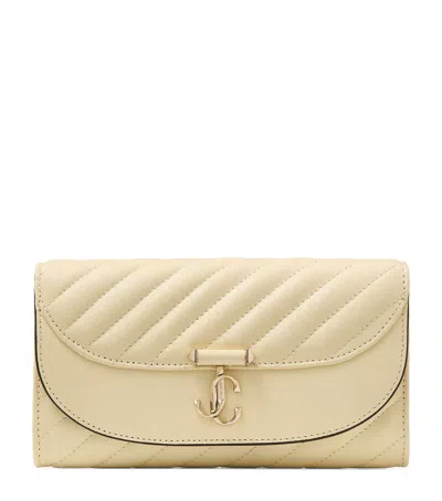 Jimmy Choo Leather Curve Chain Wallet In Sand