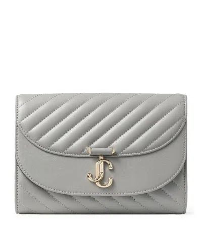 Jimmy Choo Leather Curve Clutch Bag In Gray