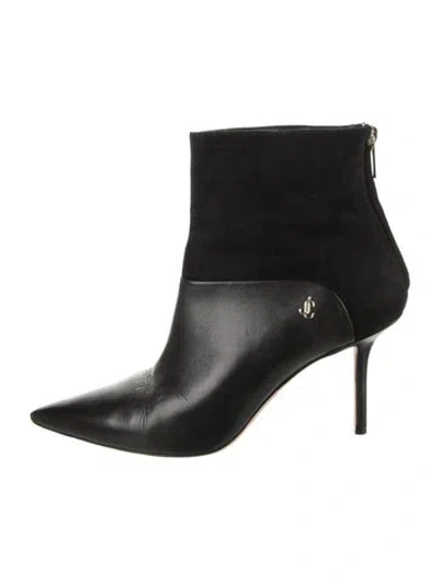 Pre-owned Jimmy Choo Leather Cutout Accent Boots In Black