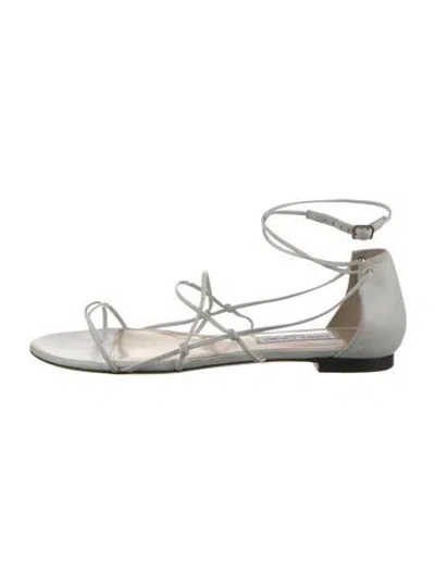 Pre-owned Jimmy Choo Leather Cutout Accent Gladiator Sandals In White