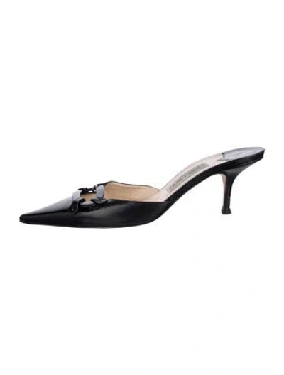 Pre-owned Jimmy Choo Leather Cutout Accent Mules In Black