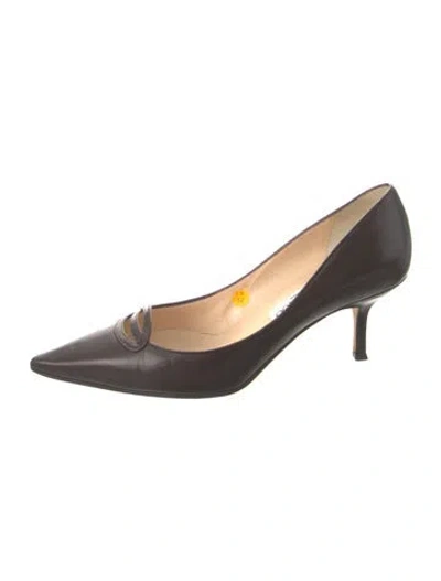 Pre-owned Jimmy Choo Leather Cutout Accent Pumps In Black