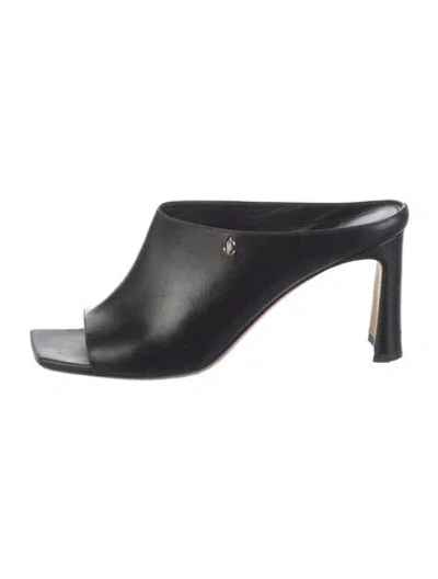 Pre-owned Jimmy Choo Leather Cutout Accent Slides In Black