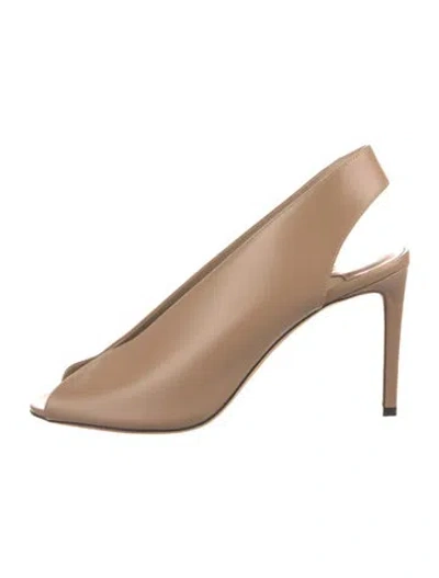 Pre-owned Jimmy Choo Leather Cutout Accent Slingback Pumps In Neutral