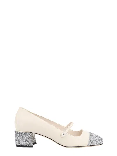 Jimmy Choo Leather Décolleté With Glitter Detail In White