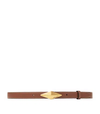 Jimmy Choo Leather Diamond Belt In Brown
