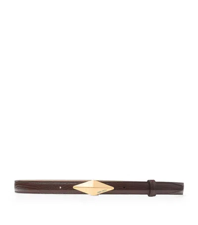 Jimmy Choo Leather Diamond Clasp Belt In Brown