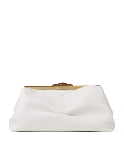 Jimmy Choo Leather Diamond Frame Clutch In White