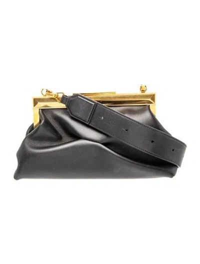 Pre-owned Jimmy Choo Leather Diamond Frame Clutch Bag In Black