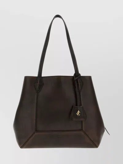 Jimmy Choo Leather Diamond Shopping Clutch Bag In Brown