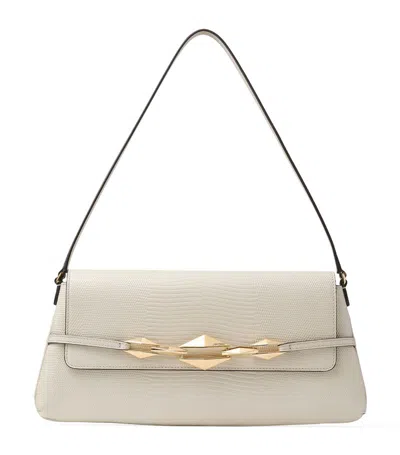 Jimmy Choo Leather Diamond Shoulder Bag In Bamboo/gold