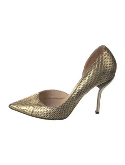 Pre-owned Jimmy Choo Leather D'orsay Pumps In Gold