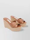 Jimmy Choo Leather Espadrille Sole Wedges With Wedge Heel In Neutral