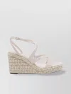 Jimmy Choo Leather Espadrille Wedge Sandals In White
