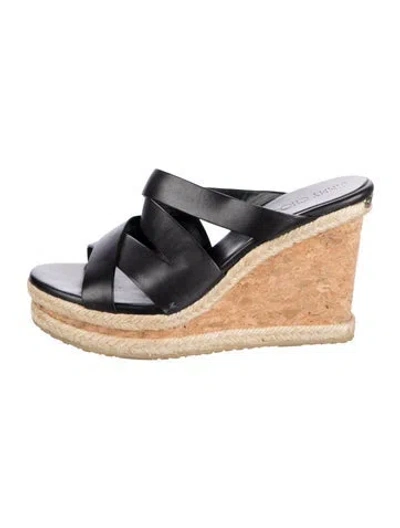 Pre-owned Jimmy Choo Leather Espadrilles In Black