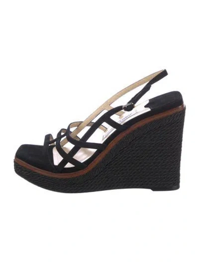 Pre-owned Jimmy Choo Leather Espadrilles In Black