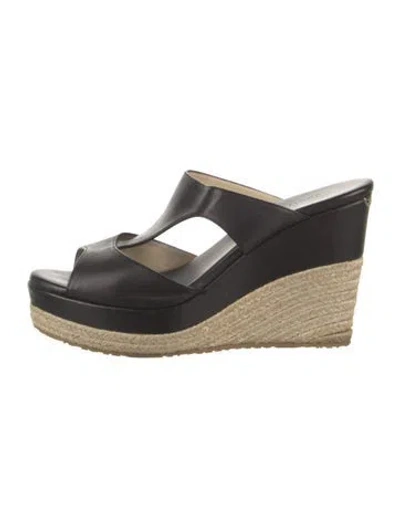 Pre-owned Jimmy Choo Leather Espadrilles In Black