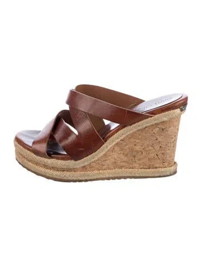 Pre-owned Jimmy Choo Leather Espadrilles In Brown