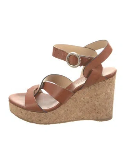 Pre-owned Jimmy Choo Leather Espadrilles In Brown