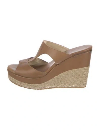 Pre-owned Jimmy Choo Leather Espadrilles In Brown
