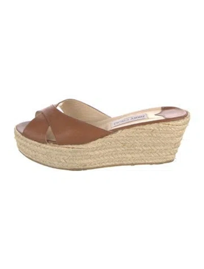 Pre-owned Jimmy Choo Leather Espadrilles In Brown