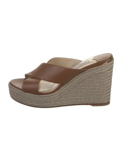 Pre-owned Jimmy Choo Leather Espadrilles In Brown