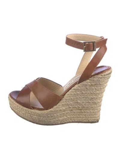 Pre-owned Jimmy Choo Leather Espadrilles In Brown
