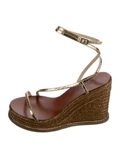Pre-owned Jimmy Choo Leather Espadrilles In Gold