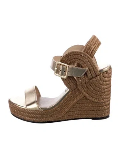 Pre-owned Jimmy Choo Leather Espadrilles In Gold