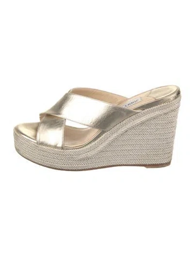 Pre-owned Jimmy Choo Leather Espadrilles In Gold