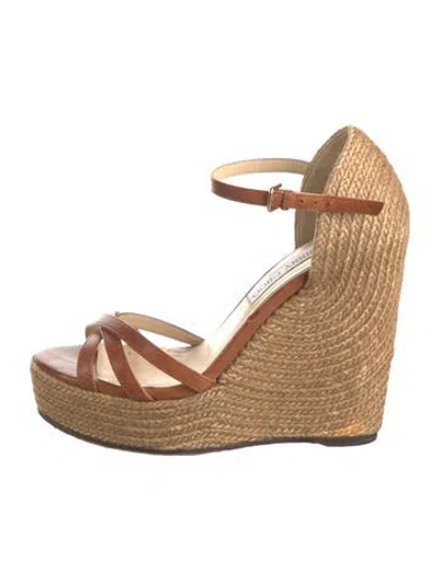 Pre-owned Jimmy Choo Leather Espadrilles In Gold