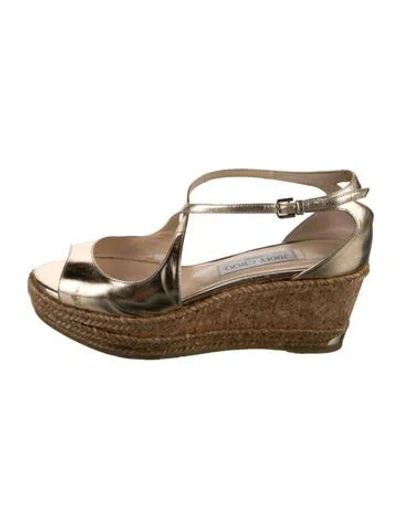 Pre-owned Jimmy Choo Leather Espadrilles In Gold