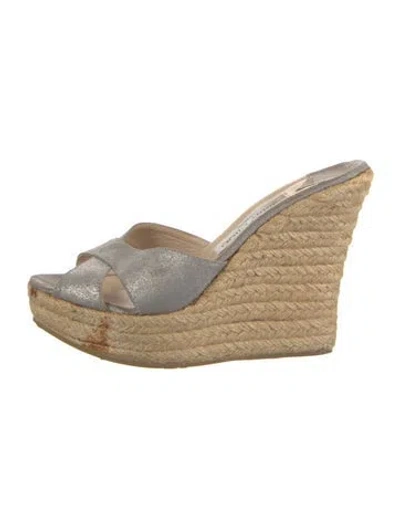 Pre-owned Jimmy Choo Leather Espadrilles In Gold