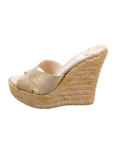 Pre-owned Jimmy Choo Leather Espadrilles In Gold/metallic