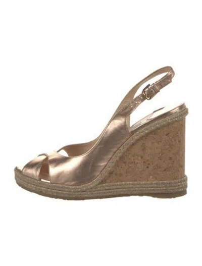 Pre-owned Jimmy Choo Leather Espadrilles In Metallic/pink
