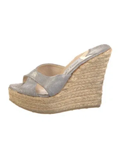 Pre-owned Jimmy Choo Leather Espadrilles In Metallic/silver